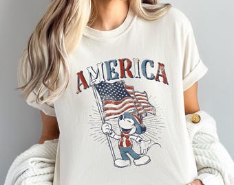 Retro Mickey USA Flag Shirt, 4th Of July Shirt, American Flag Comfort Colors Shirt, Independence Day Shirt, Patriotic Disney Tee, TSF049
