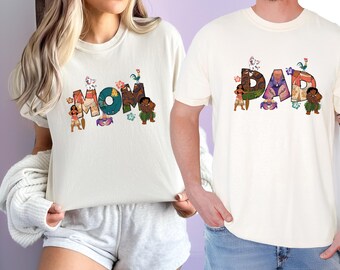 Moana Mom And Dad T-Shirt: Moana Couples Shirt, Maui Dad Shirt, Moana Mom Shirt,