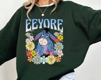 Retro Disney Eeyore Sweatshirt, Vintage Eeyore Floral Hoodie, Eeyore Winnie The Pooh Sweatshirt, Retro Eeyore Floral Shirt, TSF045