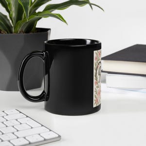 Romantische zwarte glanzende mok – Love Heart-koffiekop, Valentijnsdagcadeau, jubileumcadeau stel