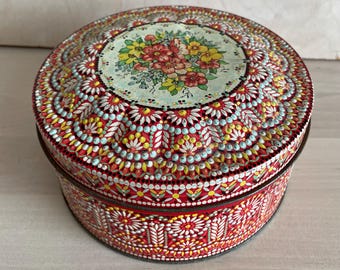 Vintage Round Floral Tin - Made in Holland