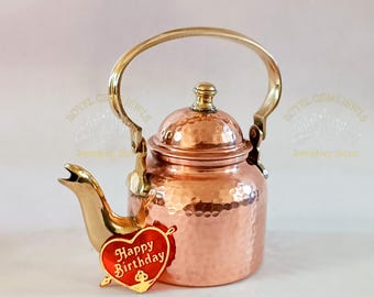 Gehämmerter Kupfer Teekessel, handgefertigte Teekanne im Vintage-Stil, Küchendekor, einzigartiges Geschenk für Teeliebhaber