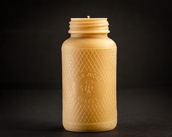 OLD JUDGE COFFE Full-Quart Mason Beeswax Candle