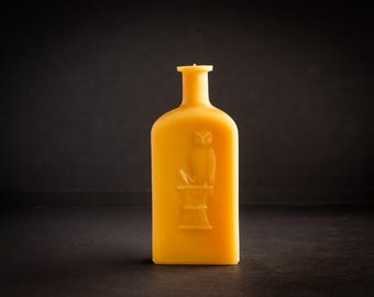 Handmade 100% Beeswax Candle - Triangular "Owl Drug" "Poison"