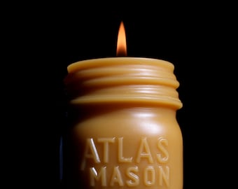 Qt. { 4 } Bulk Discount - "Atlas 1/2 Pint Mason" Beeswax Candle by Pollen Arts