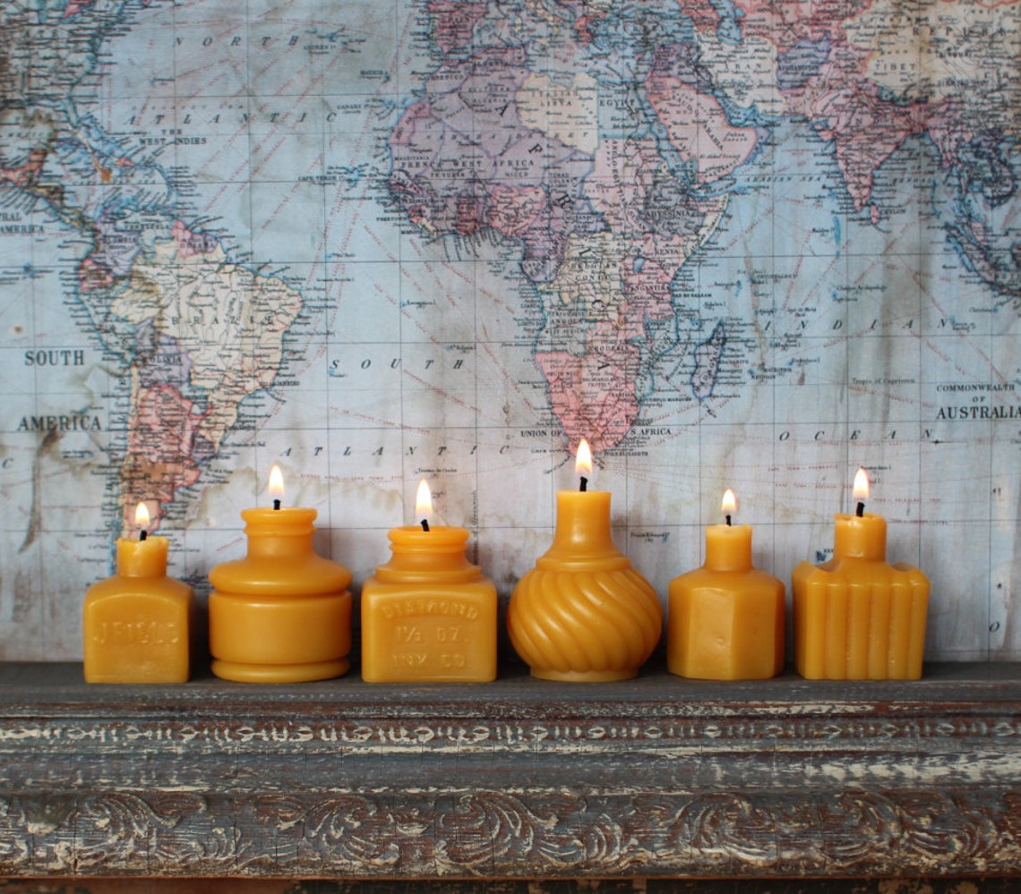 Beeswax Candles 1800's Inkwell Set of Six Etsy