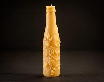 Antique Bottle-Candle "Lime Juice" Beeswax Candle by Pollen Arts