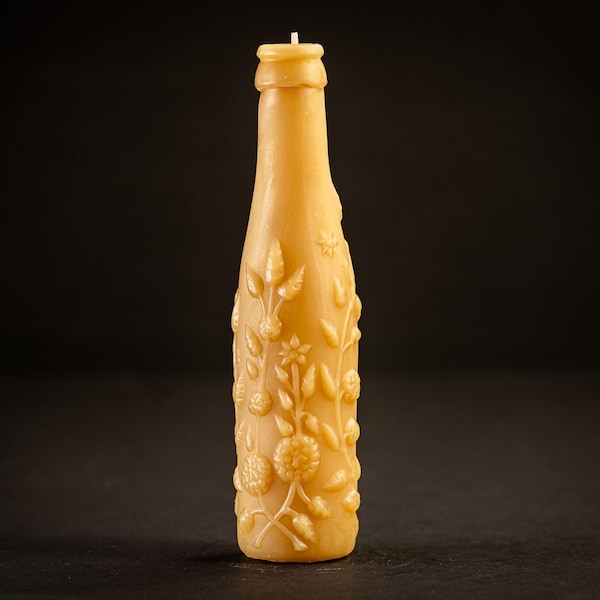 Antique Bottle-Candle "Lime Juice" Beeswax Candle by Pollen Arts