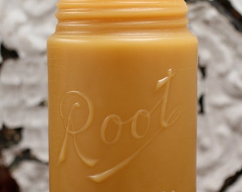 100% Pure Beeswax Pillar Candle - One Pint Vintage Root Mason Jar