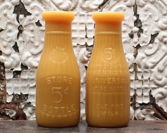 5 Cent Dairy Full Pint - Antique Bottle-Shaped Beeswax Candle by Pollen Arts