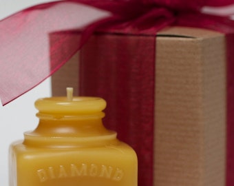 Beeswax Candle by Pollen Arts - Diamond Inkwell, Gift Wrapped