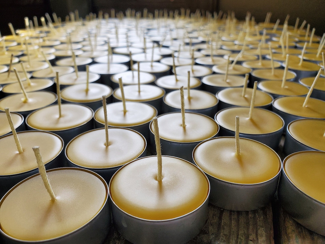 36 50 Hand Poured Beeswax Tea Lights 100% Bees Wax Candle, Non-metal Cored Wicks Non-paraffin Dipped - Etsy