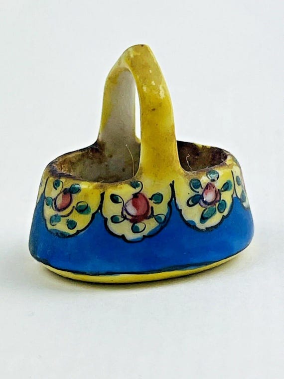 Antique Dollhouse Toy, Small Porcelain Basket - Etsy