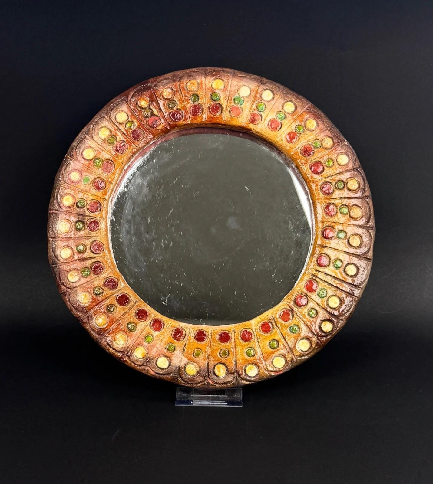 Roland Zobel | 1915-2006 Miroir Rond En Résine Années 60 | Dans Le Goût