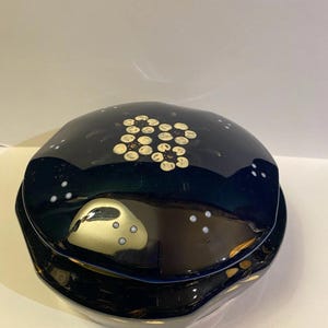 Limoges porcelain candy box, oven blue and enamel