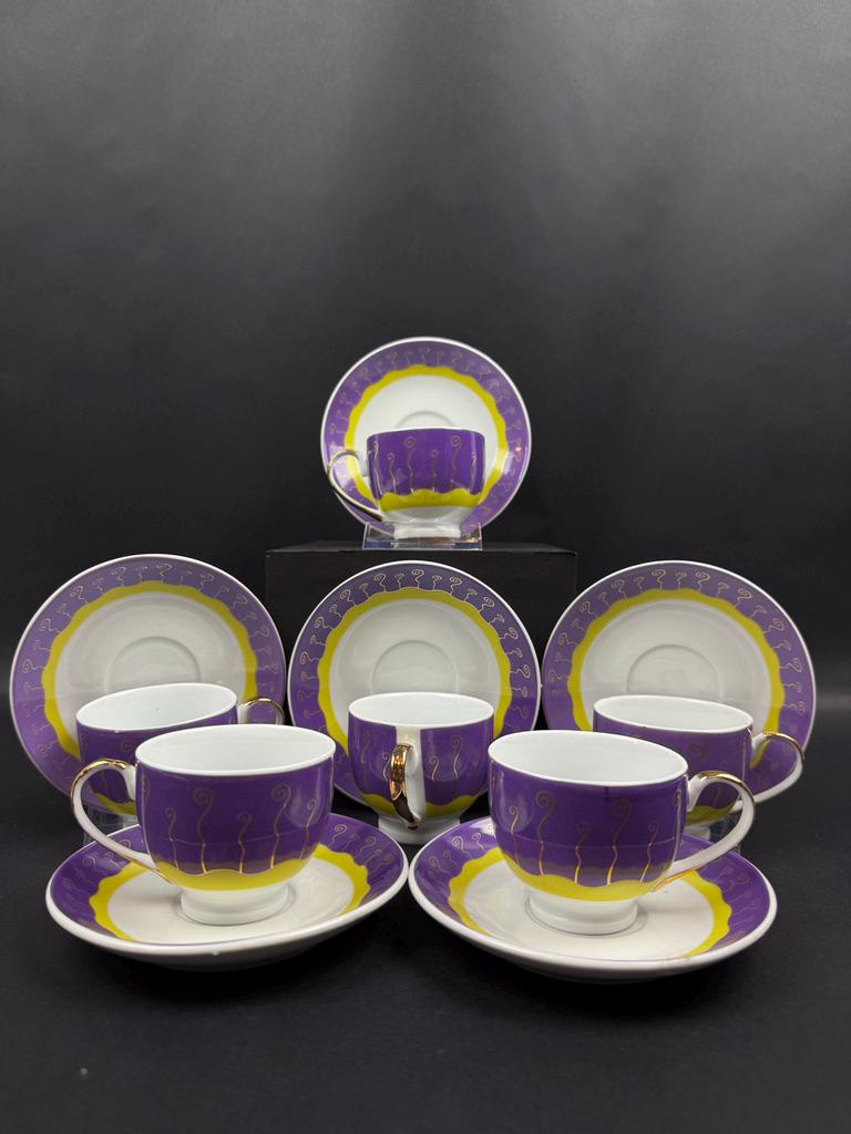 Service à Café Violettes Royal Tognana - Porcelaine Italienne - Tasses Et Assiettes