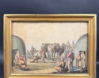 Grabado del siglo XIX, colgado en un país mongol o tártaro.