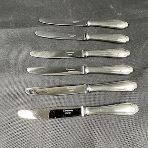 Christinox for Christofle, 6 dessert knives, Pompadour model