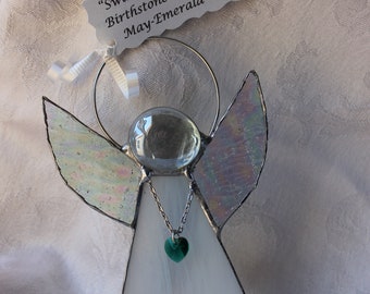 May Crystal Heart Stained Glass Angel