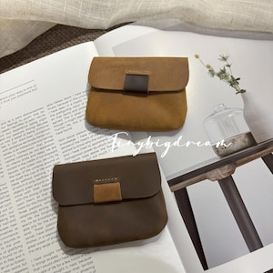 Handmade Genuine Leather Card Holder – Small Coin Purse Wallet for Men & Women, Minimalist Organizer