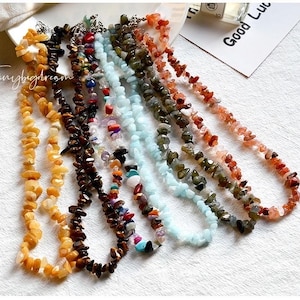 Raw Crystal Choker Necklace: Handmade Natural Gemstone Collarbone Chain