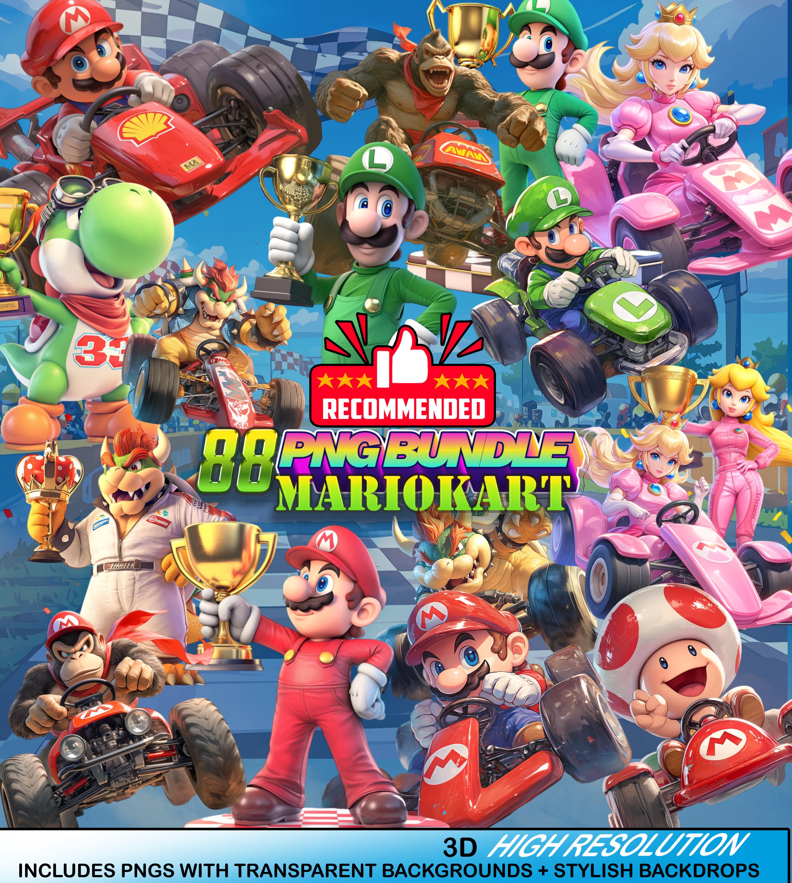 Kart Racing Clipart Bundle | Colorful Racing Characters PNG | Fun Party ...
