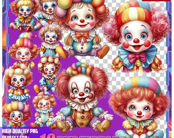 Clown Clipart Bundle | Circus PNG Art (Digital Download)