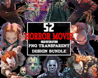 Horror Movie Character PNG Clipart Bundle: Freddy, Jason, Michael (Digital Download)