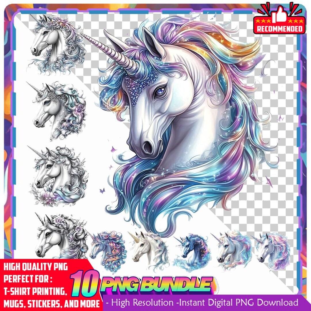 Mystical Unicorn Clipart Bundle: Fantasy Art Printables (digital ...