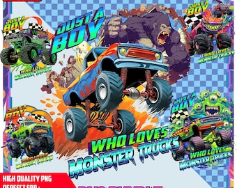 Monster Truck PNG Bundle: Cartoon Clipart (Digital Download)