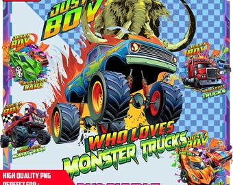Monster Truck PNG Bundle, Cartoon Car Designs (Digital Download