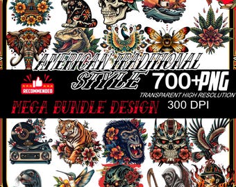 Más de 700 diseños de camisetas con tatuajes de la vieja escuela PNG