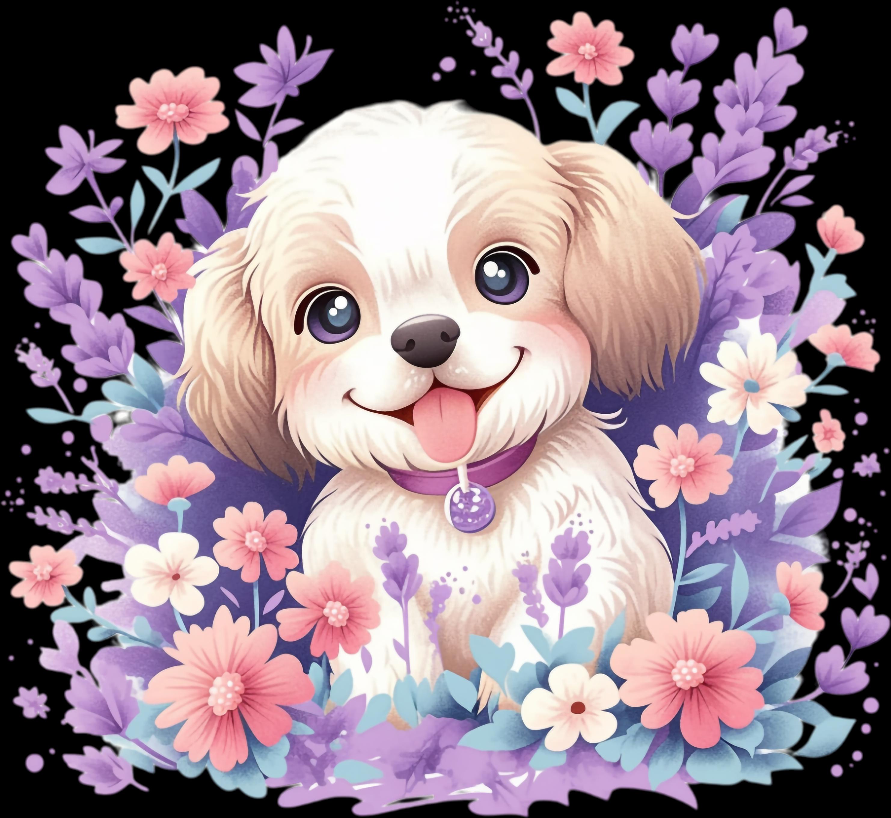 Puppy Clipart Bundle | Floral Dog PNG Images (digital Download - Etsy