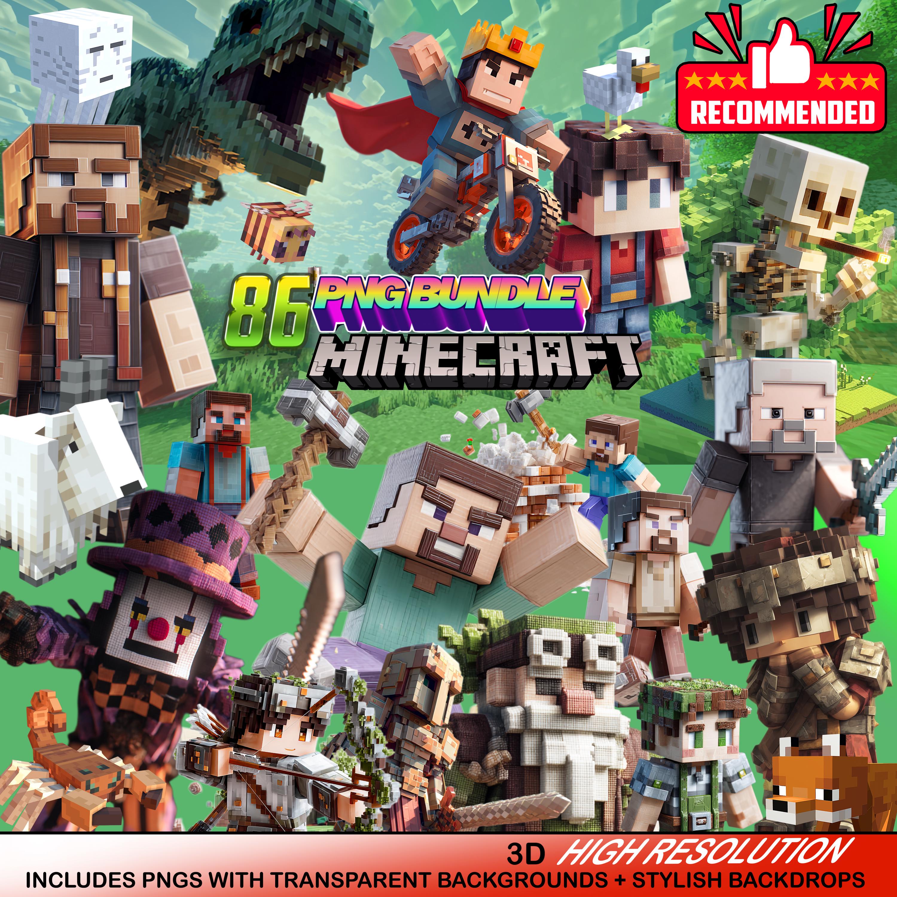 Block World Characters PNG Bundle – Pixel Gaming Clipart, Kids Party ...
