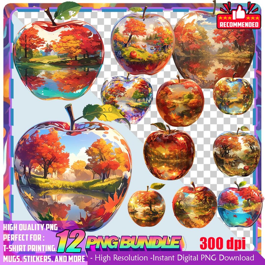 Autumn Apple Clipart Bundle | Vibrant Fall Apple Art | Digital Download ...