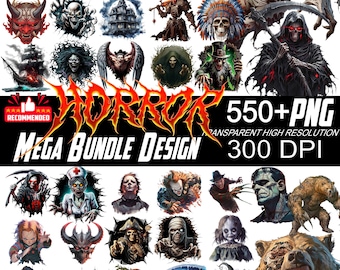 Paquete de diseños PNG de terror / Imágenes prediseñadas espeluznantes, sublimación (descarga digital)
