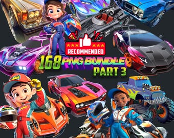 Toy Cars PNG Clipart Bundle | Racing, Monster Trucks (Digital Download