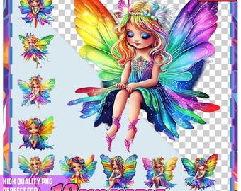 Paquete de imágenes prediseñadas de hadas / Diseños de bosque encantado (descarga digital)