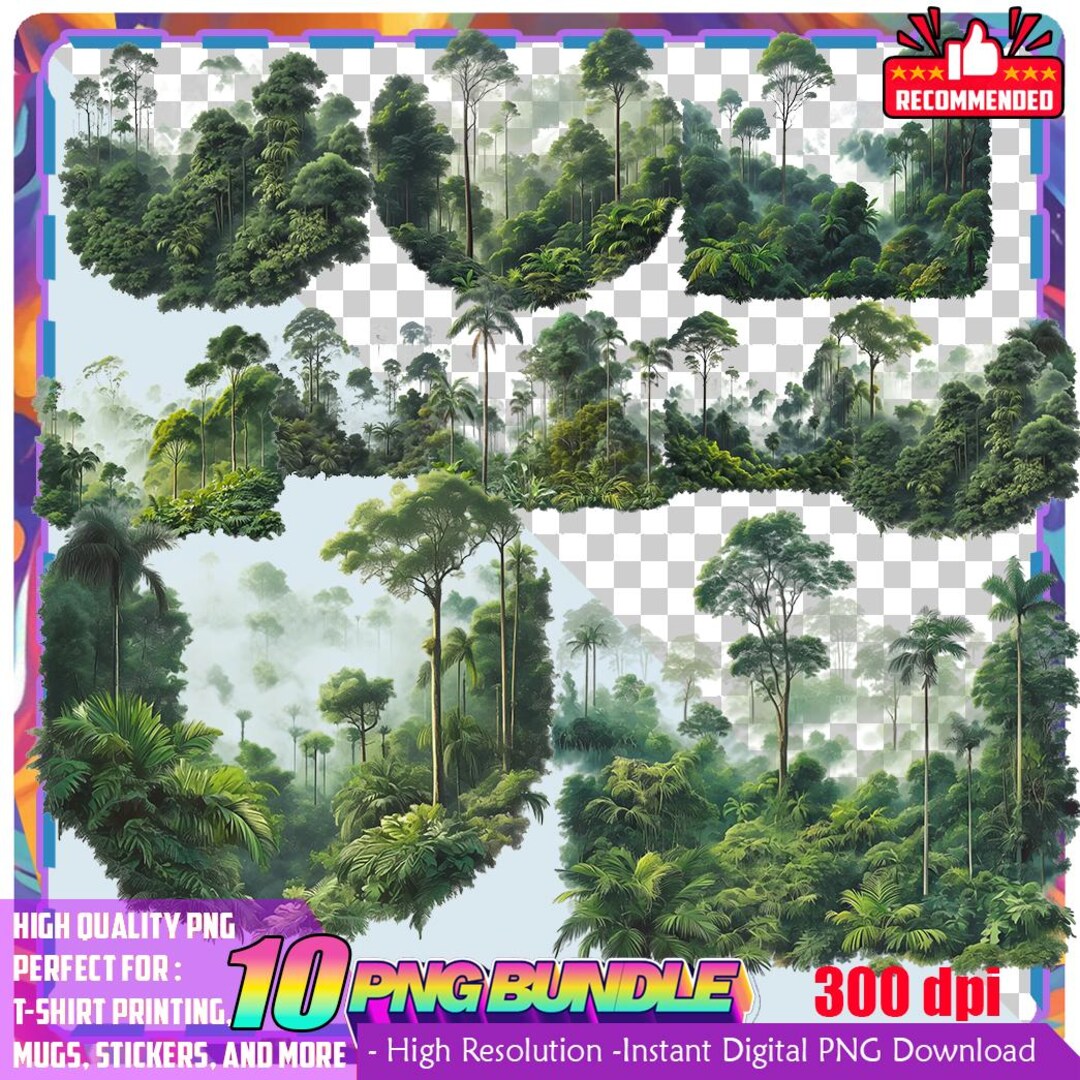 Lush Rainforest Clipart Bundle – Jungle Art Printables, Digital ...