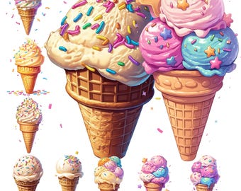 Sprinkles Ice Cream Clipart Bundle: Sweet Treat Designs (Digital Download)
