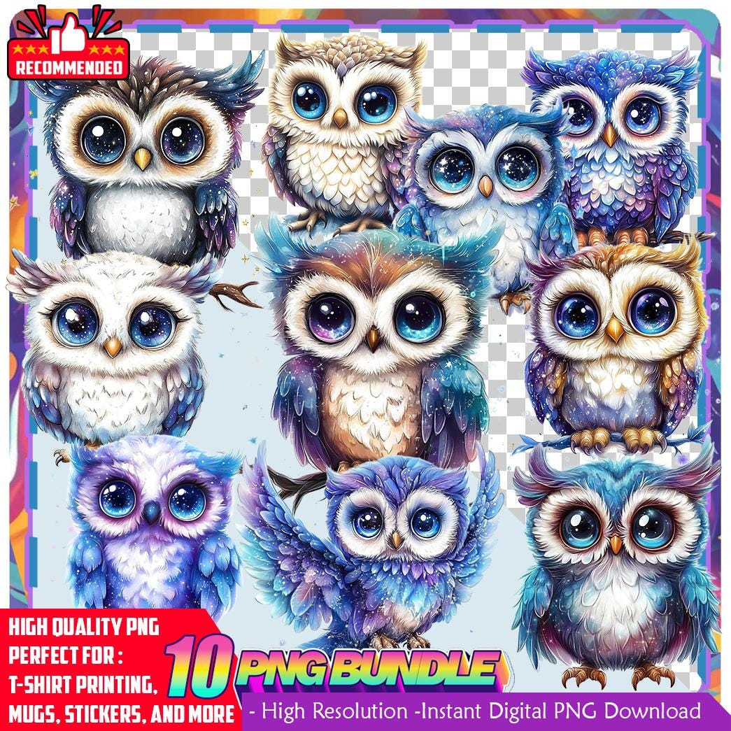 Celestial Owl Clipart: Moon & Stars Art (Digital Download)