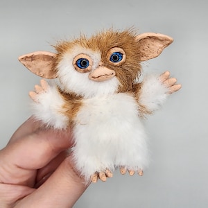 Handmade Gremlin, Fantasy Miniature Gremlin, Polymer Clay Collectible Item with Faux Fur, Charming Gift for Gremlin Lovers