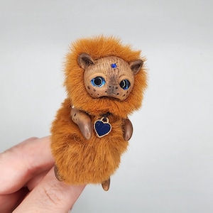 Handmade Miniature Capybara Figurine: Faux Fur & Polymer Clay Collectible