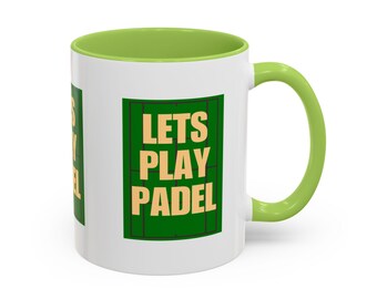 Taza LET'S PLAY PADEL: Taza de café con diseño de pista de tenis verde