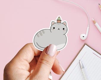 Pegatina de planta de gato / Pegatina para Kindle / ¡Perfecta para diarios, Kindles, computadoras portátiles, estuches y más!