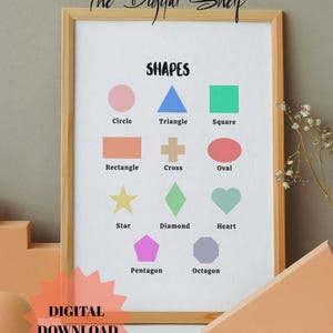 Shapes Poster: Educational Kids Room Wall Art (Digital Download, 4 Sizes)