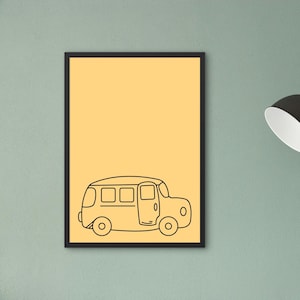Minimalist Bus Wall Art: Kids Room Transportation Print (4 Sizes