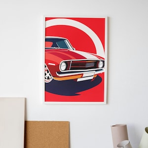 Red Car Nursery Print: Transportation Theme Kids Room Decor (Digital Download, 4 Sizes)