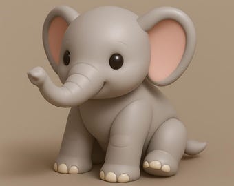 Brinquedo de elefante bebê imprimível em 3D (arquivo STL) | Decoração para quarto de bebê (arquivo digital)