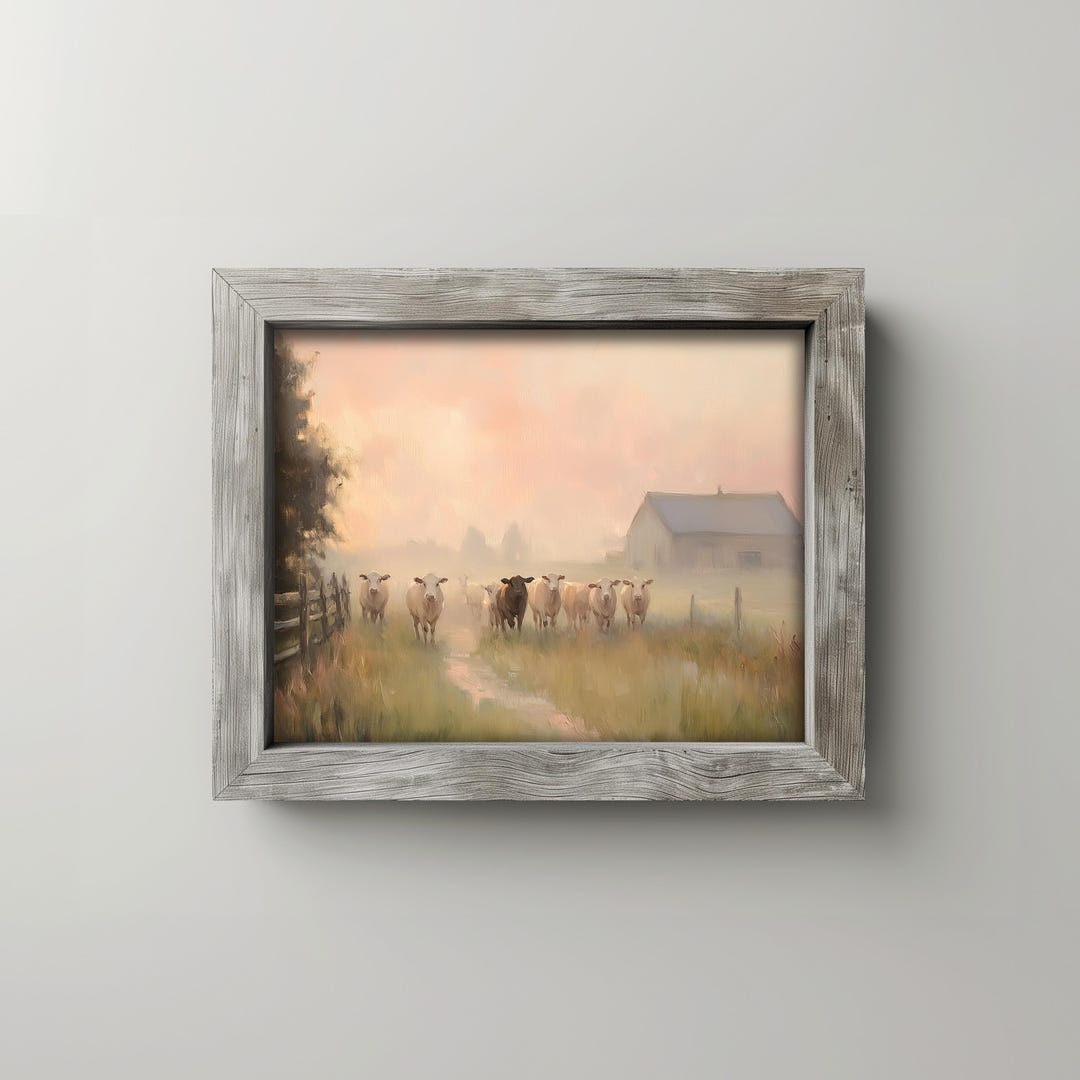 Farmhouse Cow Path Print - Rustic Dawn Landscape Art (digital Download ...